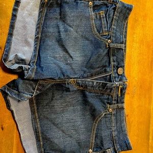 Mini shorts, blue denim. Worn handful of times, no rips, tears, or damaging.
